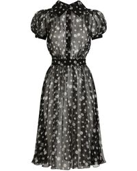 Dolce & Gabbana - Small Rose And Polka Dot-Print Chiffon Dress - Lyst