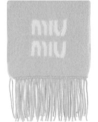 Miu Miu - Logo-Jacquard Fringed Scarf - Lyst