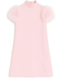 Valentino Garavani - Crepe Couture Feathers-Detail Mini Dress - Lyst