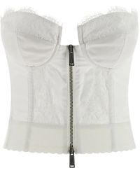 DSquared² - Off-The-Shoulder Bustier Top With Lace And Tulle D - Lyst