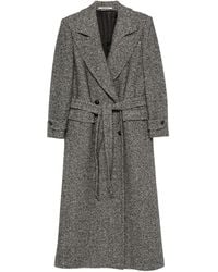 Tagliatore - Herringbone-Pattern Belted Coat - Lyst