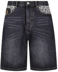 BBCICECREAM - Leopard-Print Astro Denim Shorts - Lyst