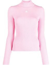 Courreges - Logo-patch Ribbed-knit Jumper - Lyst