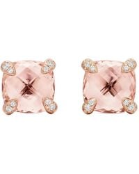 David Yurman - 18Kt Rose Chatelaine Morganite And Diamond Stud Earrings (8Mm) - Lyst