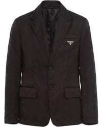 Prada - Blazer Monopetto Con Applicazione - Lyst