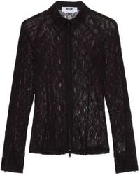 MSGM - Blouse Met Bloemenkant En Rits - Lyst