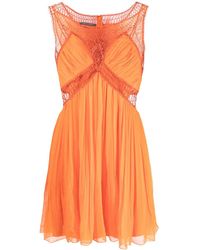 Alberta Ferretti - Chiffon Pleated Silk Minidress - Lyst