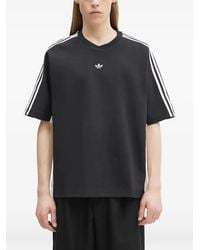 adidas - Logo-Embroidered Striped-Sleeve T-Shirt - Lyst