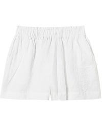 Twinset - Linen Shorts With Embroidered Logo - Lyst