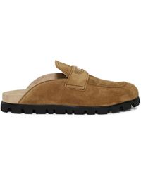 Miu Miu - Logo-Detail Suede Loafers - Lyst