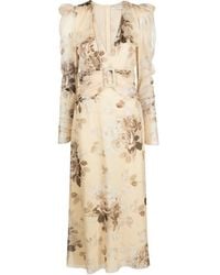 Alessandra Rich - Floral-print Belted Silk Dress - Lyst
