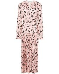Alessandra Rich - Rose-print Silk Midi Dress - Lyst