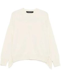 FEDERICA TOSI - Crew-Neck Long-Sleeve Fringed Wool Sweater - Lyst