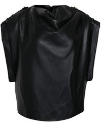 Balmain - Drapiertes Oberteil Aus Faux-Leder - Lyst
