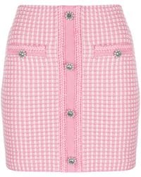Self-Portrait - Embellished Checked Knitted Miniskirt - Lyst