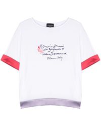 Emporio Armani - T-Shirt mit Logo-Print und Kontrastsaum - Lyst