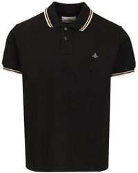 Vivienne Westwood - Orb-Embroidered Tipped Polo Shirt - Lyst