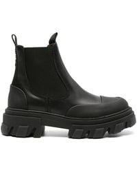 Ganni - Elasticated-panelled Leather Boots - Lyst