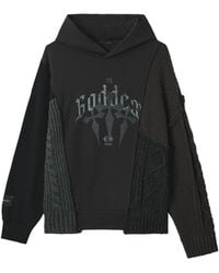 FIVE CM - Patchwork Cable-Knit Hoodie - Lyst