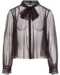 forte_forte - Chemise Transparente À Col Noué - Lyst
