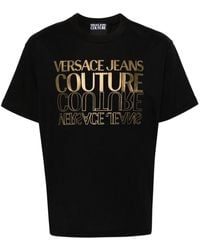 Versace - Camiseta metalizada con logo estampado - Lyst