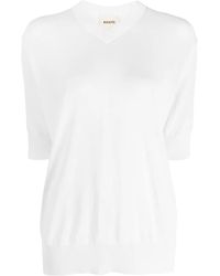 KHAITE - Fine-Knit V-Neck Sweatshirt - Lyst