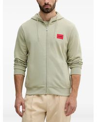 HUGO - Daple Logo-Patch Zip-Up Hoodie - Lyst