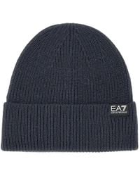 EA7 - Ribbed-Knit Beanie Hat - Lyst