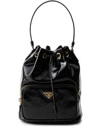 Prada - Duet Lakleren Bucket-Tas - Lyst