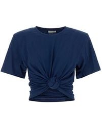 Magda Butrym - Padded-Shoulder Knotted T-Shirt - Lyst