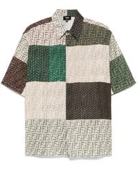 Fendi - Linen Shirt With All-Over Ff Print - Lyst