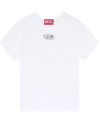 DIESEL - T-Shirt Met Logoplakkaat - Lyst
