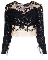 IMROSKA - Zebra Dune Sequin-Embellished Lace Blouse - Lyst
