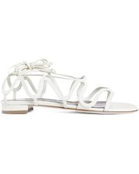 Manolo Blahnik - Fawdaflat Lace-Up Leather Sandals - Lyst