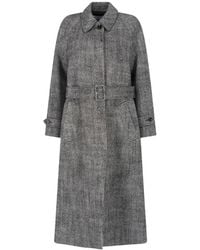 Lardini - Herringbone-Pattern Belted Coat - Lyst