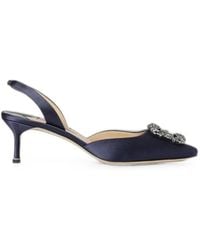 Manolo Blahnik - Hangisli Crystal-Buckle Slingback Pumps - Lyst