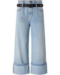 Pinko - Cropped Jeans With Leather Belt - Lyst