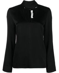 Victoria Beckham - V-Neck Fringed Satin Blouse - Lyst