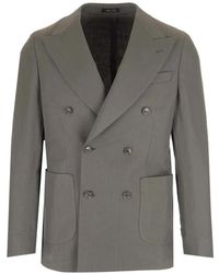 Al Duca d'Aosta - Double-Breasted Cotton Blazer - Lyst