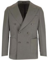 Al Duca d'Aosta - Double-Breasted Cotton Blazer - Lyst