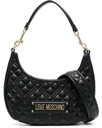 Love Moschino - Borsa A Spalla Trapuntata Con Placca Logo - Lyst