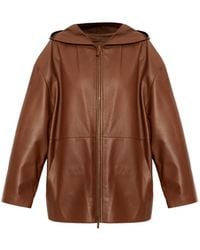 Max Mara - Hooded Leather Jacket - Lyst