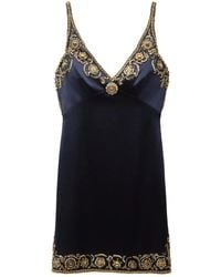 Versace - Embroidered Silk Cady Satin Mini Dress - Lyst