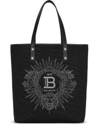 Balmain - Embroidered Varsity Logo Tote Bag - Lyst