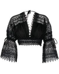 Charo Ruiz - Lace Cropped Blouse - Lyst