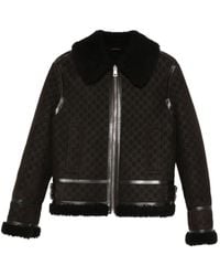 Gucci - Shearling-Collar Leather Jacket - Lyst