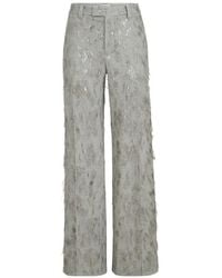Brunello Cucinelli - Pantalon Évasé En Flanelle De En Laine Vierge Et Cachemire À Broderie Dazzling Lynx - Lyst