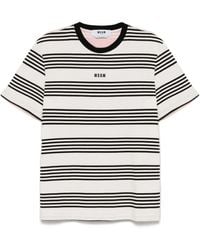 MSGM - T-Shirt À Rayures - Lyst