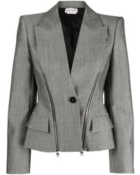 McQueen - Zip-detailed Wool-blend Blazer - Lyst