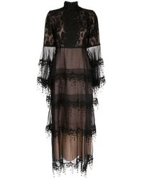 Andrew Gn Tiered Floral Lace Gown - Black